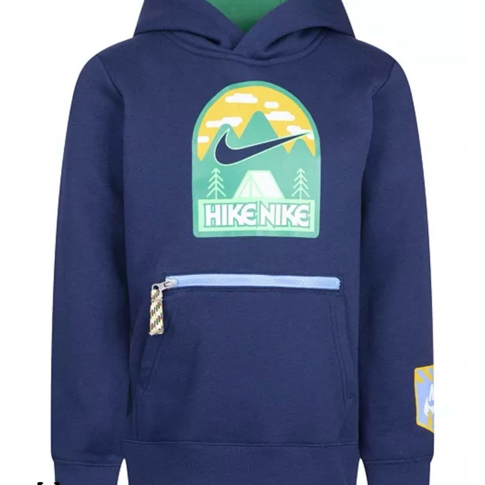Nike Kids Navy Hoodie with Graphic Design